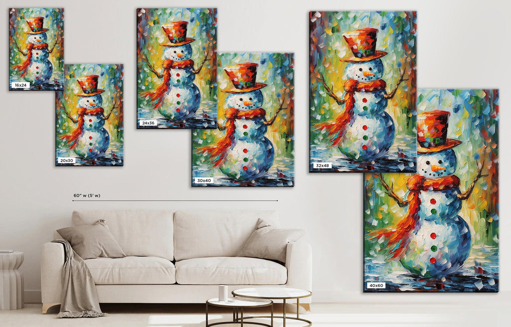 Snowman Canvas Art – Festive Holiday Wall Decor | Large Gallery Wrapped Print