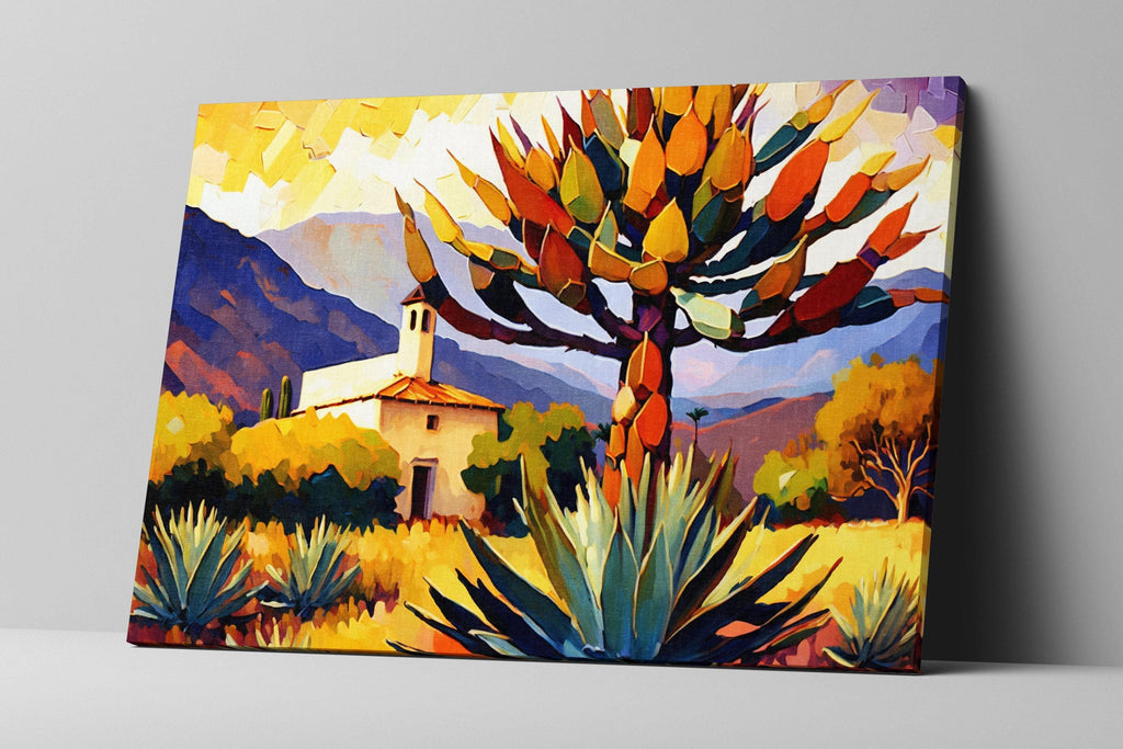 Southwest Desert Art - Agave Cactus Canvas | Vibrant Desert Landscape Painting