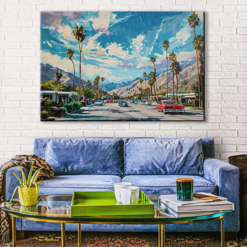Palm Springs Canvas Art - Retro Desert Decor | Gallery Wrapped Large Wall Art Print