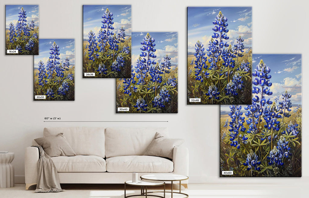 Texas Bluebonnet Art – Large Canvas Floral Wall Decor | Gallery Wrapped Canvas