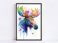 Wildlife Majesty: Moose Watercolor Painting, Giclee Print on Canvas, Artist Paper, Watercolor Paper, Available in Extra Large Sizes