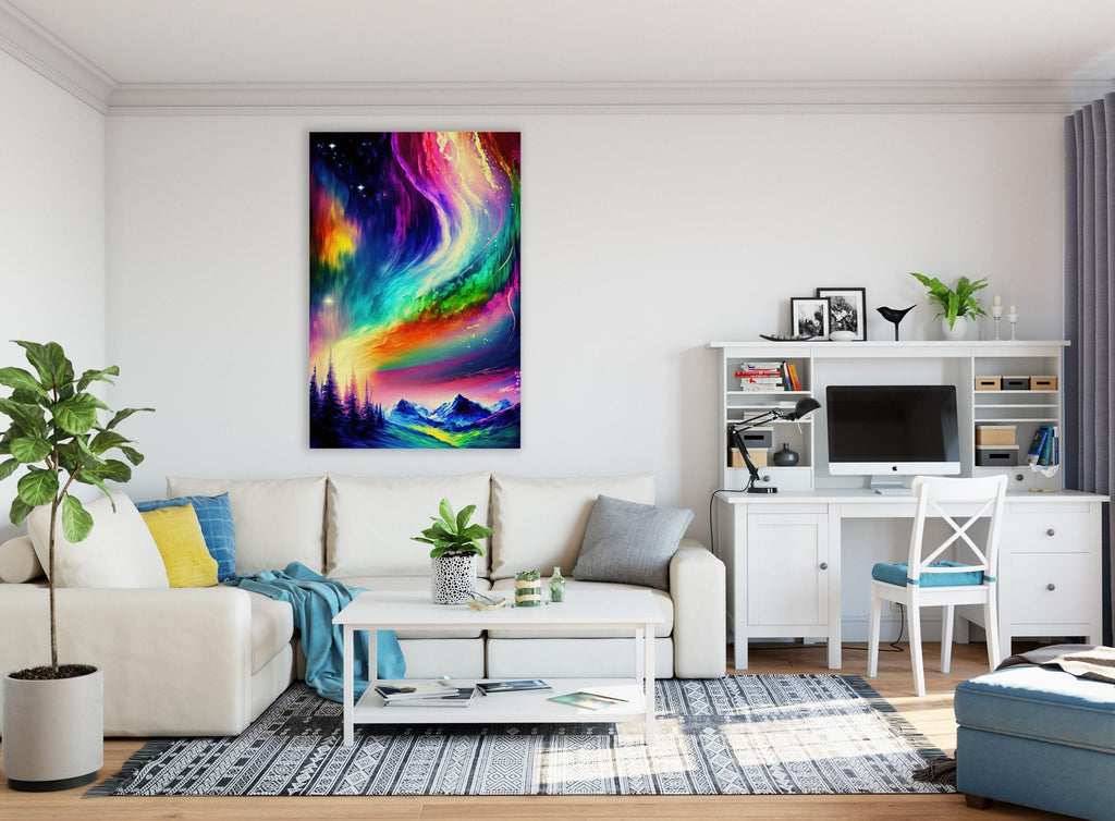 Northern Lights Canvas - Vibrant Aurora Borealis Art | Large Gallery Wrapped Canvas Print