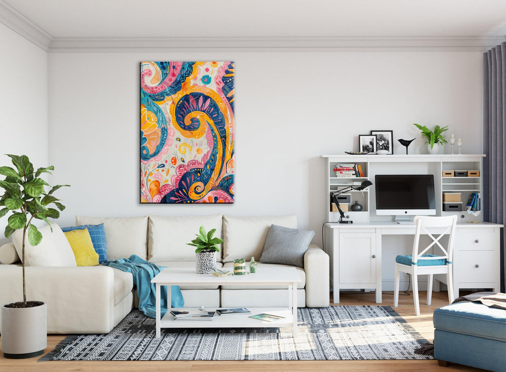 Boho Swirly Pattern Art - Extra Large Canvas, Gallery Wrapped, Ready to Hang