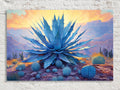 Desert Canvas Art – Southwest Agave Art with Blue Agave Painting & Barrel Cactus Print