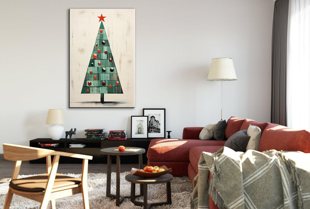 Christmas Tree Art - Extra Large Gallery Wrapped Canvas | Ready to Hang Holiday Wall Art