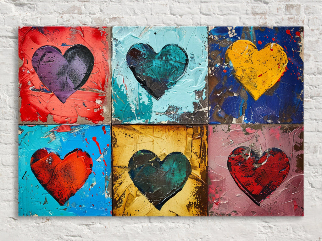 Colorful Hearts Canvas – Extra Large Wall Art | Gallery Wrapped Canvas, Ready to Hang