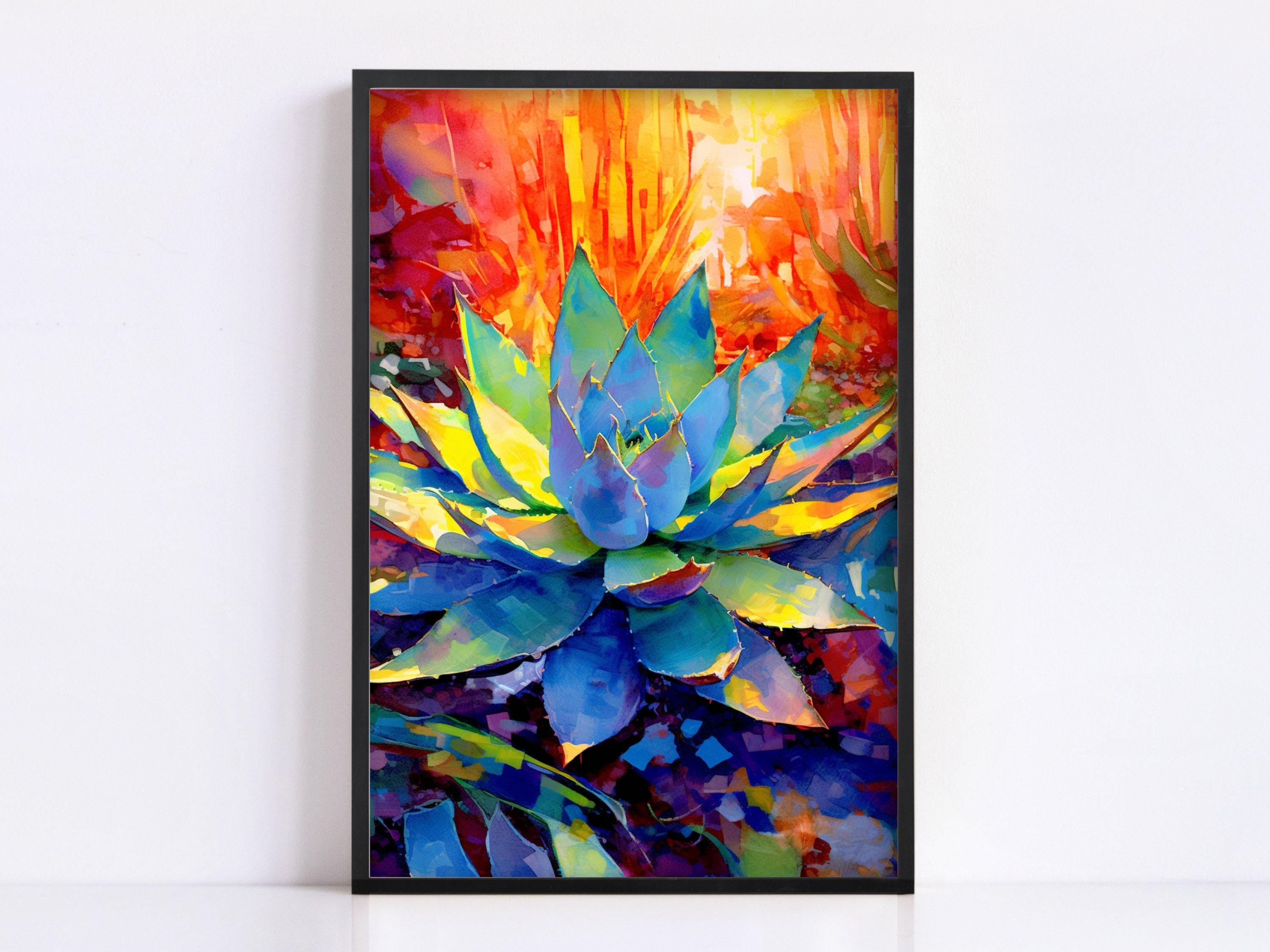 Sunset Glow Agave - Southwest Watercolor Wall Decor, Giclee Print on Canvas, Artist Paper, Watercolor Paper, Available in Extra Large Sizes