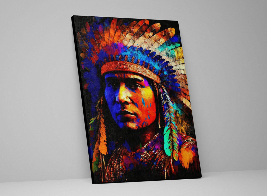 Native American Art Canvas | Tribal Indian Painting With Vibrant Colors Print