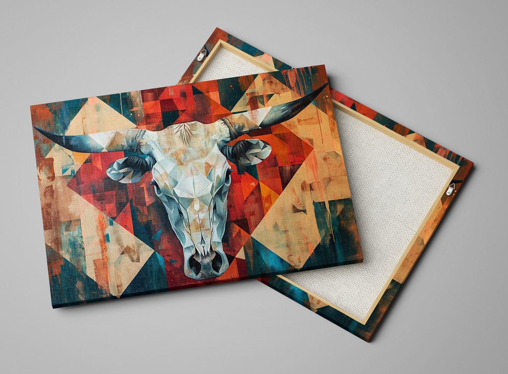 Cow Skull Wall Decor – Modern Large Canvas Art | Gallery Wrapped Canvas Print