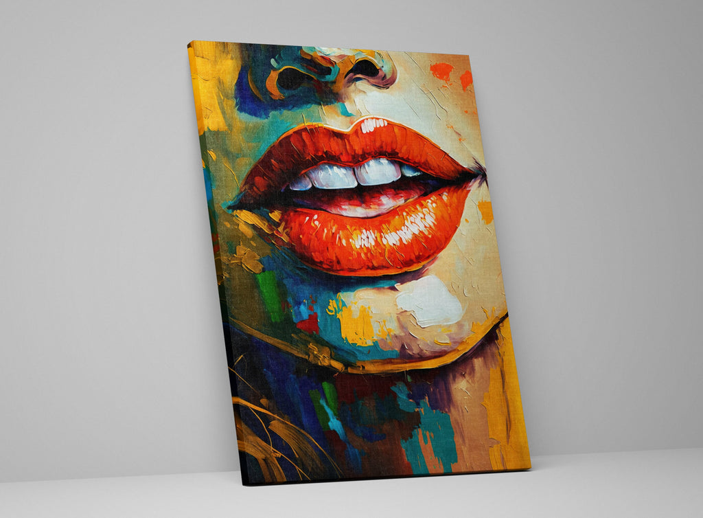 Red Lips Canvas – Seductive Wall Art | Feminine Mystique Decor | Large Pop Art Print