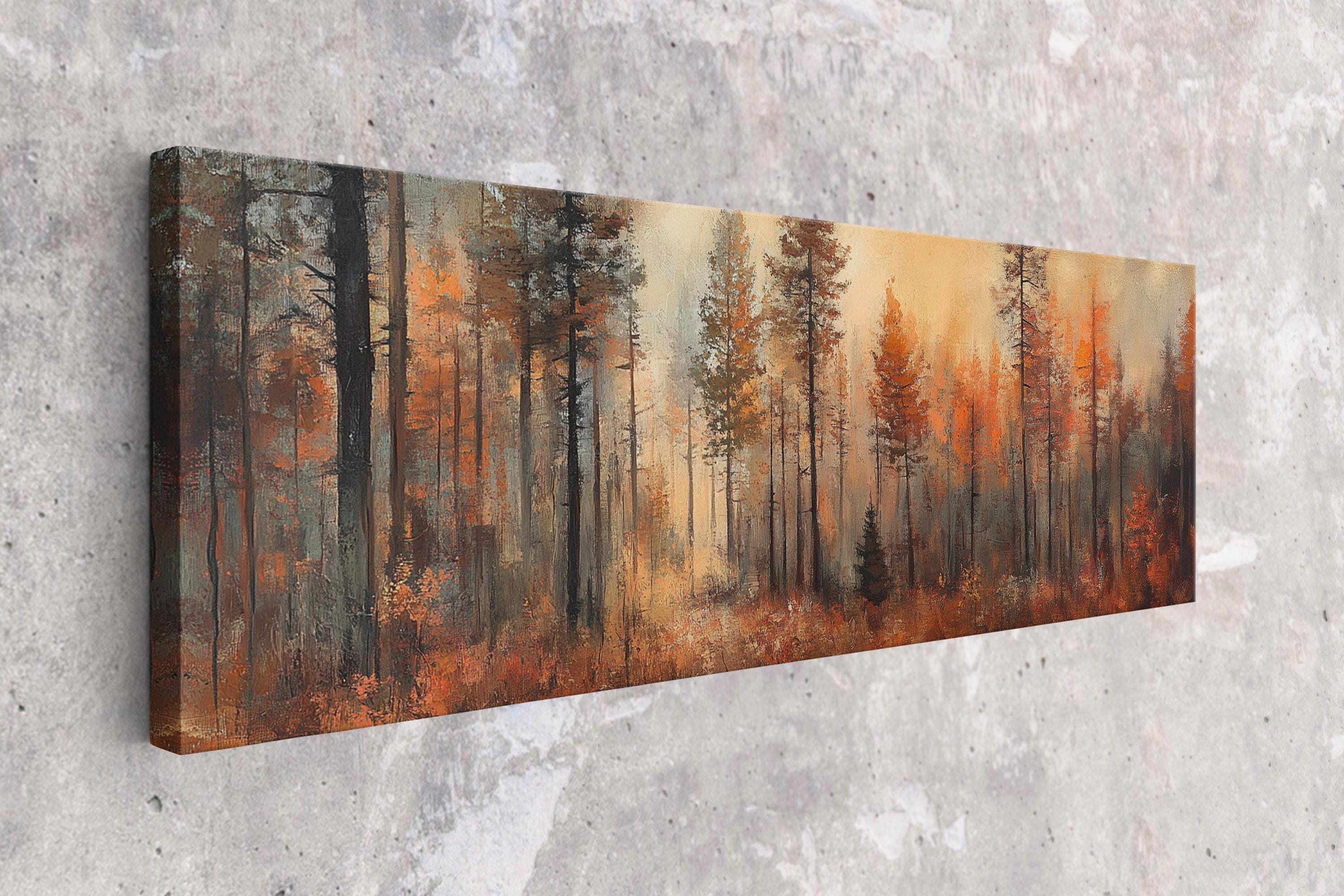 Fall Forest Canvas Print | Oversized Autumn Wall Art with Wood Frame - Cozy Bedroom Decor