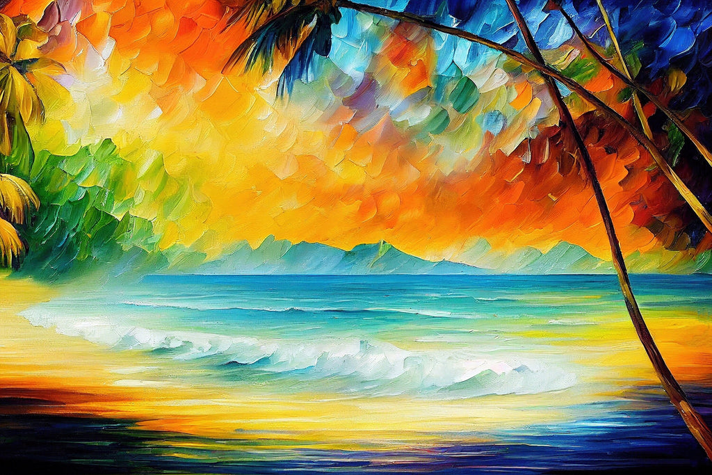 Beach Canvas Art - Vibrant Tropical Wall Canvas With Wooden Frame | Gallery Ready