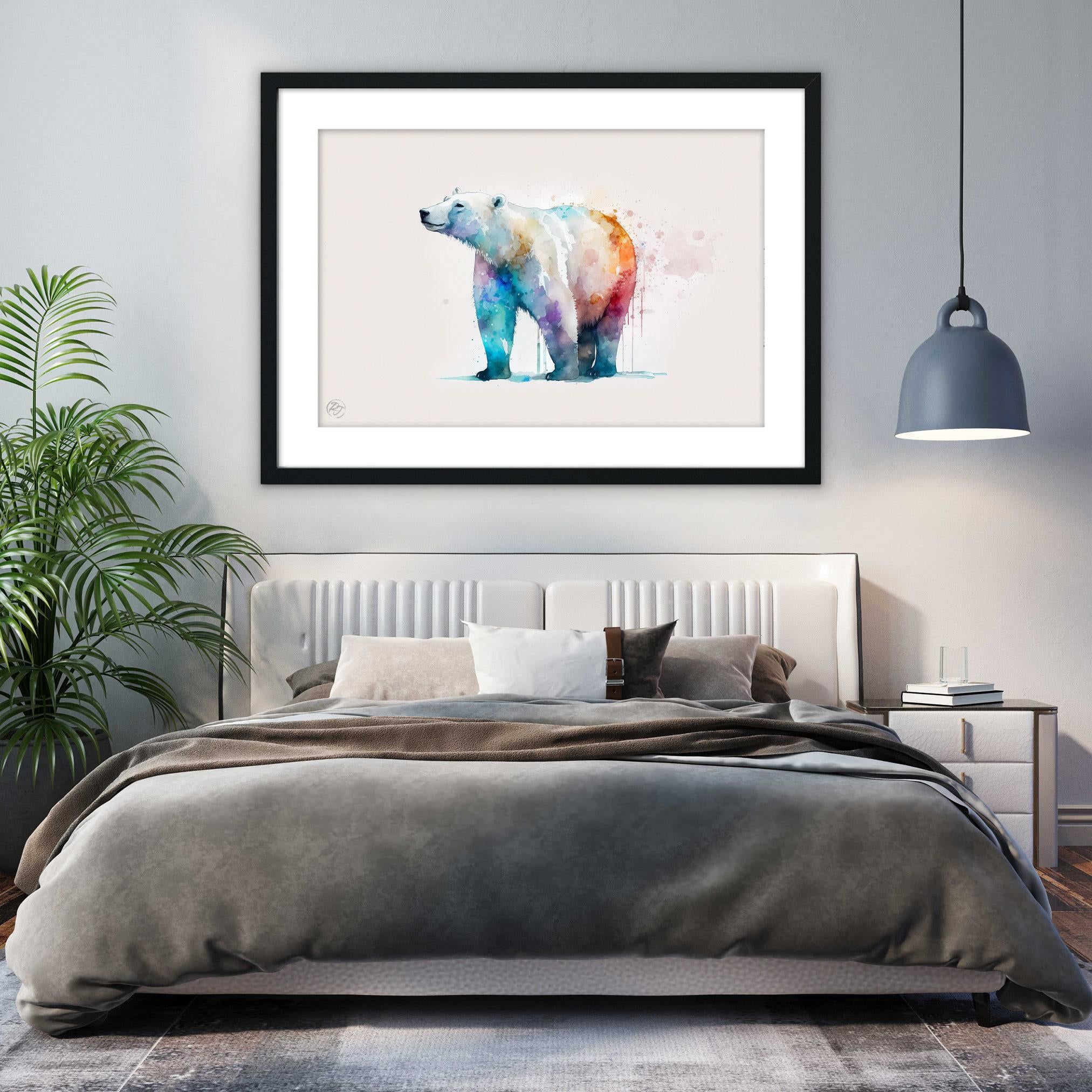 Pristine Wilderness: Polar Bear Watercolor Painting, Giclee Print on Canvas, Artist Paper, Watercolor Paper, Available in Extra Large Sizes
