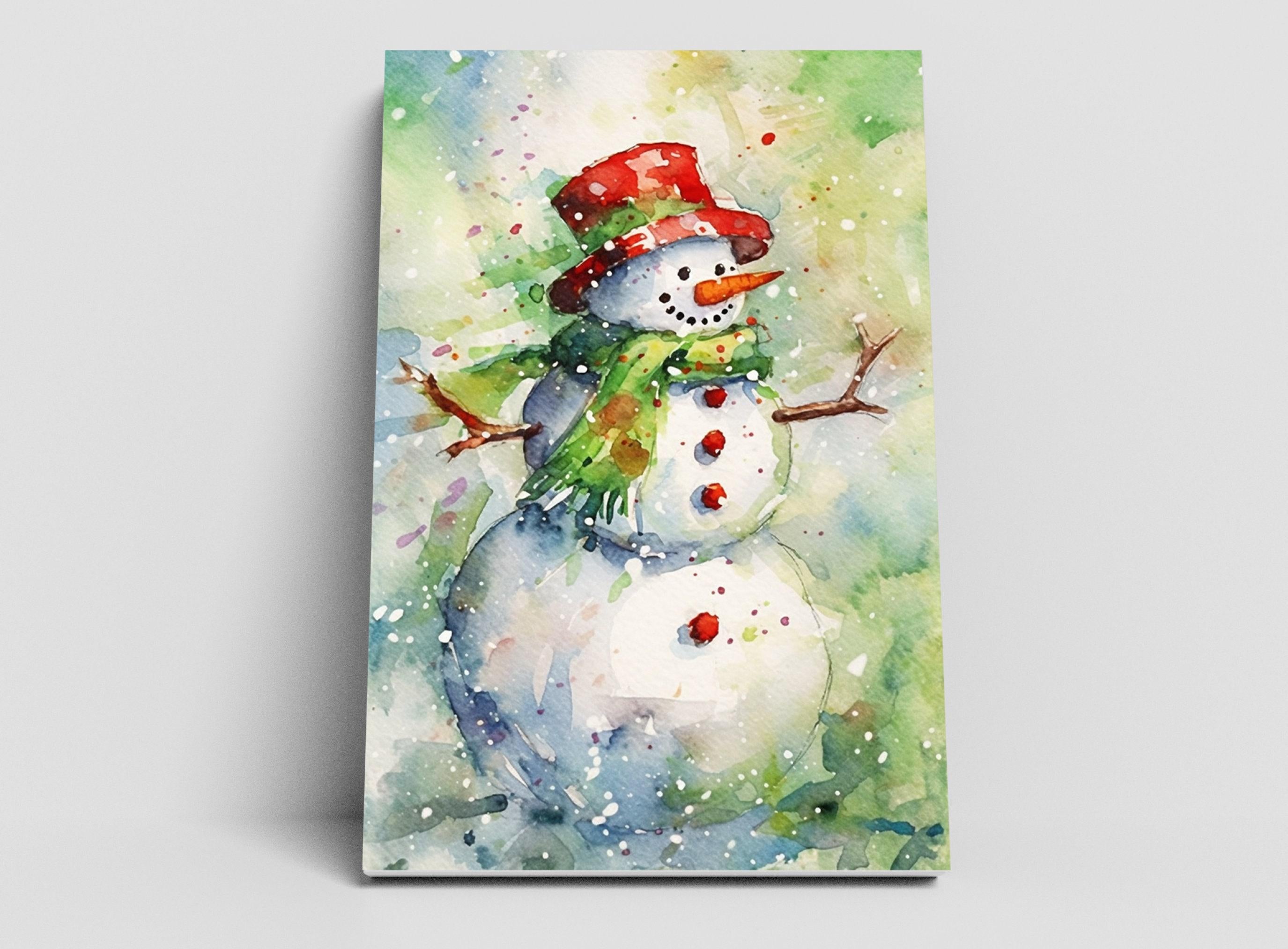 Frosty the Snowman Watercolor Print - Holiday Decor, Giclee Print on Canvas, Artist Paper, Watercolor Paper, Available in Extra Large Sizes