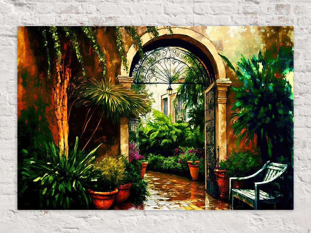 New Orleans Canvas Art – French Quarter Painting With Rainy Day Urban Street Scene