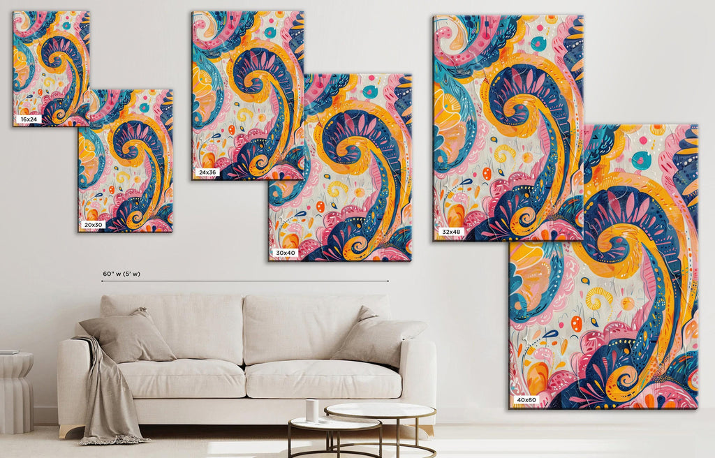 Boho Swirly Pattern Art - Extra Large Canvas, Gallery Wrapped, Ready to Hang