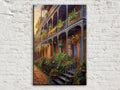 New Orleans Canvas Art – French Quarter Painting on Large Framed Canvas with Wood Frame