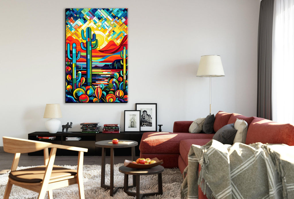 Southwest Modern Art - Geometric Desert Art Print on Gallery Wrapped Canvas, Ready to Hang
