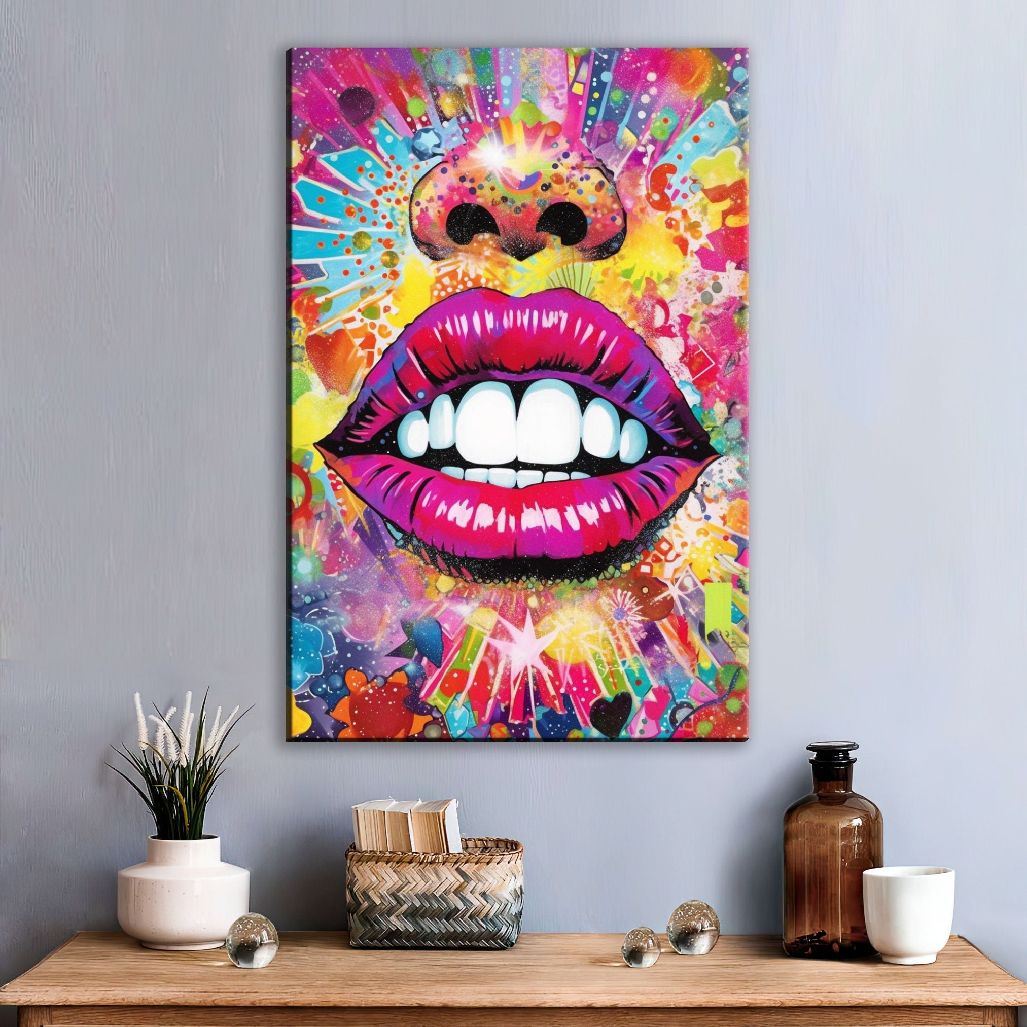 Woman Lips Wall Art - Luscious Lips Decor on Large Canvas Print, Gallery Ready