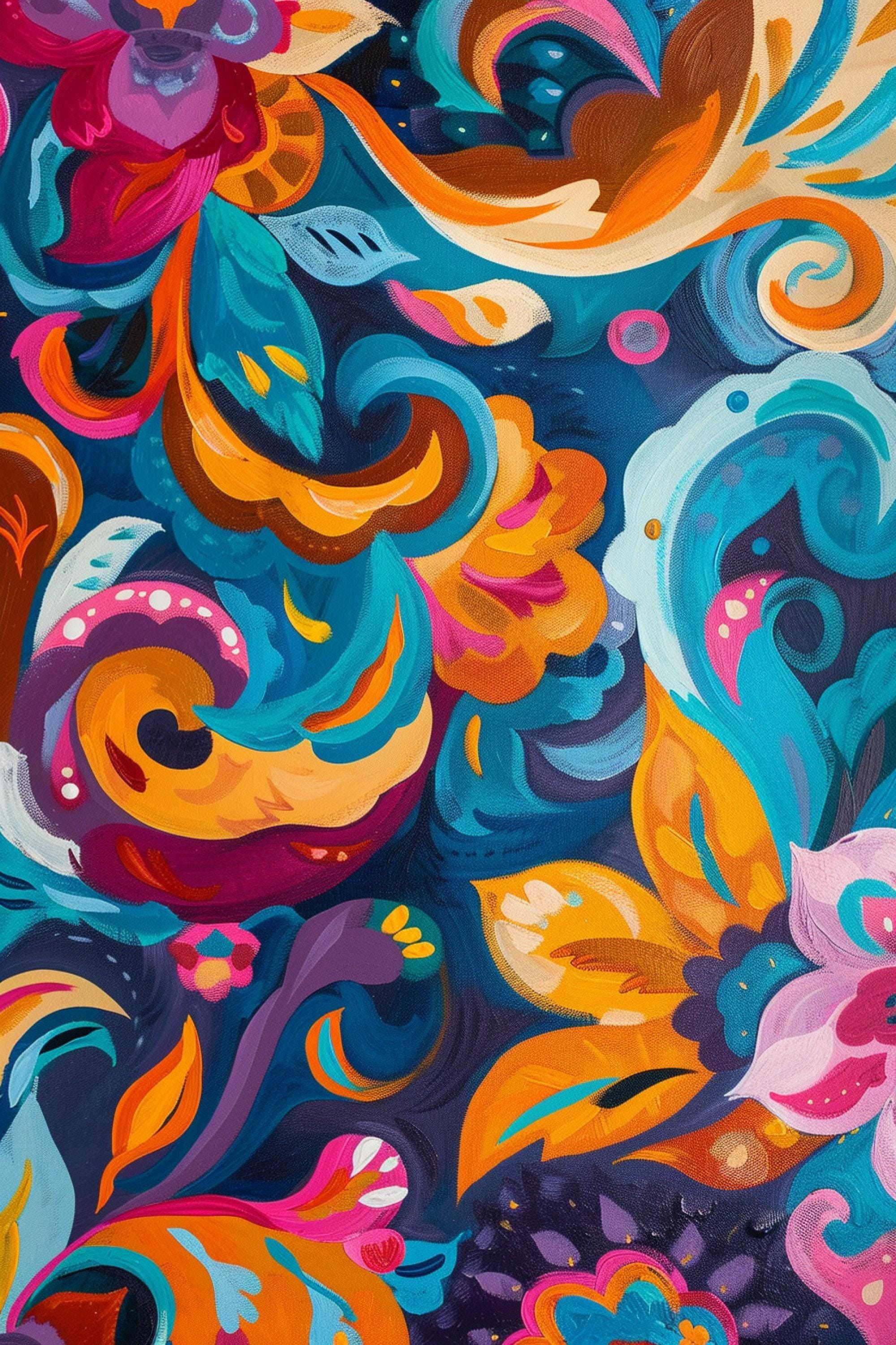 Boho Flower Painting - Colorful Wall Art on Extra Large Gallery Wrapped Canvas