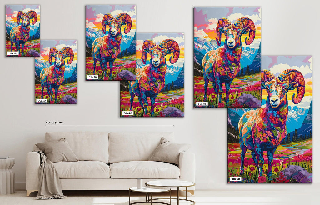 Bighorn Sheep Print - Southwest Art Print | Gallery Wrapped Canvas, Nature Wall Decor