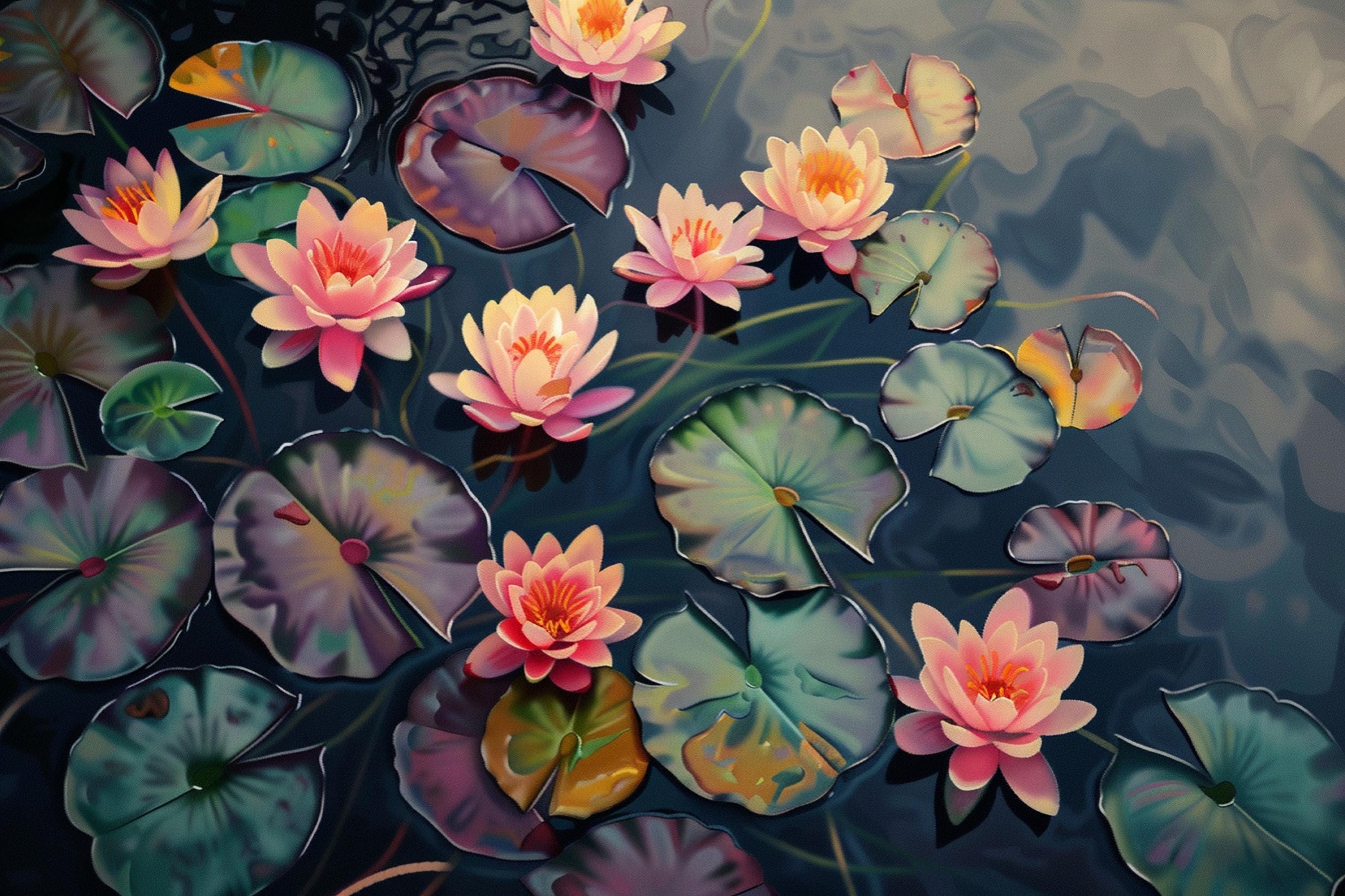 Water Lilies Canvas Art – Gallery Wrapped Canvas | Extra Large Botanical Wall Art Print