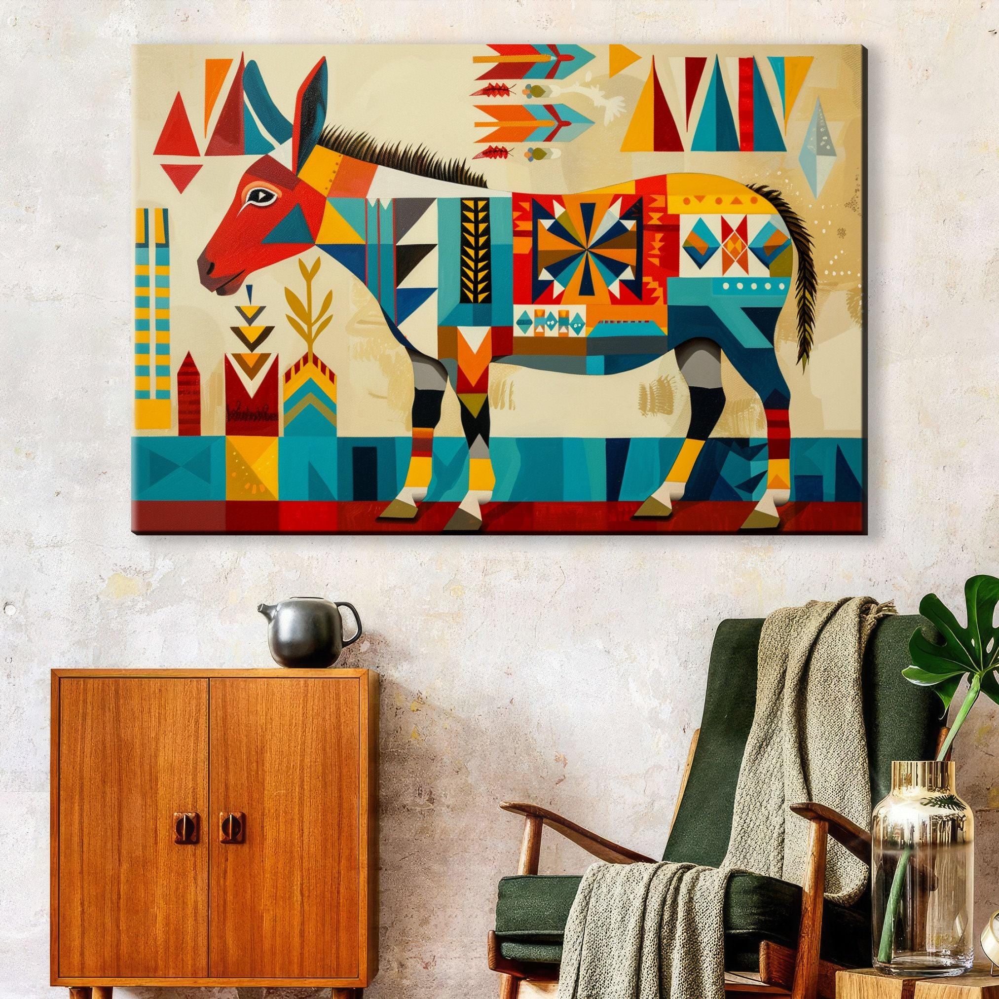 Southwest Donkey Art – Large Canvas Print on Gallery Wrapped Canvas, Ready to Hang