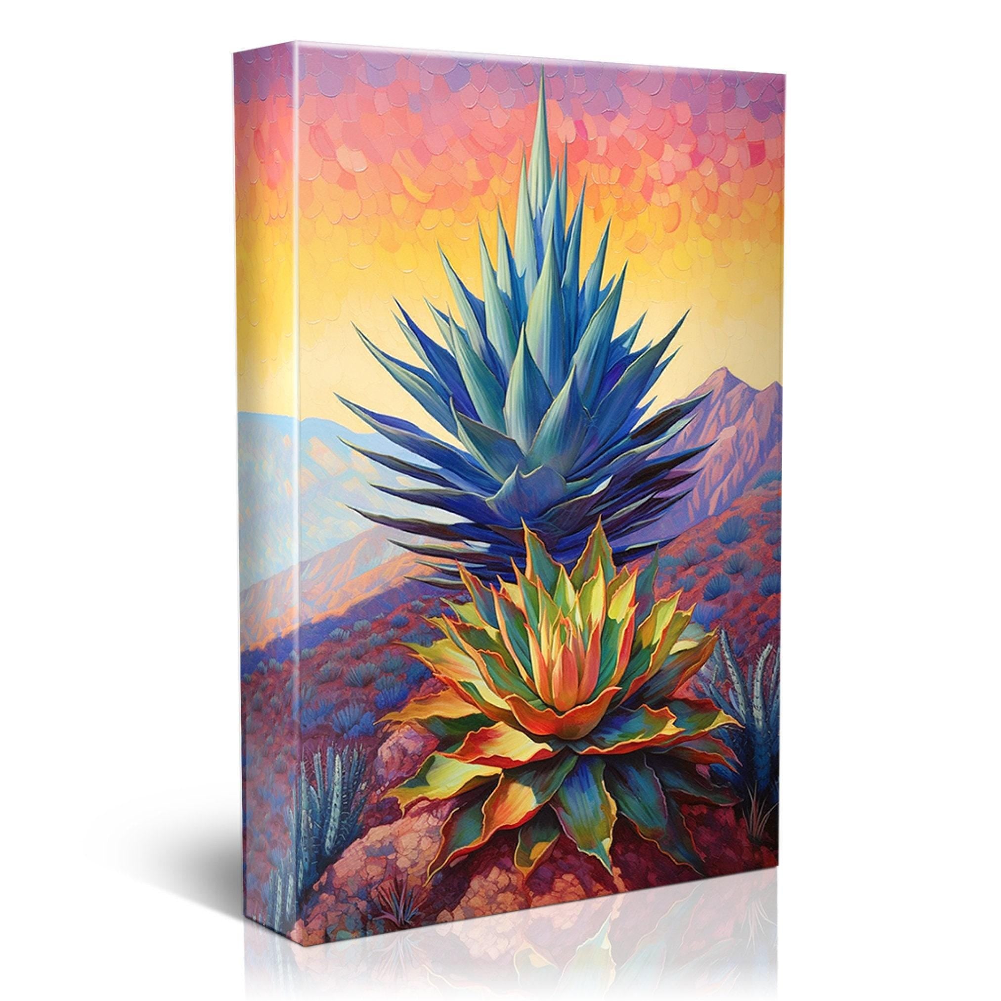 Blue Agave Plant Canvas – Large Desert Landscape Print | Southwest Wall Art