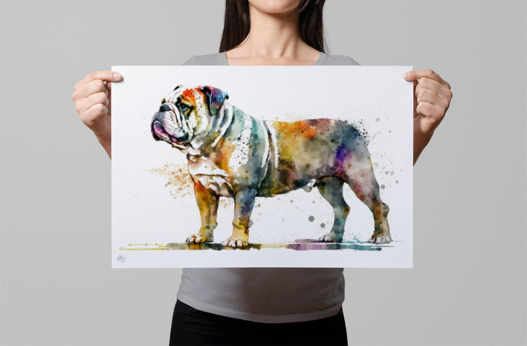 Bulldog Lover's Delight: Watercolor Bulldog Wall Art, Giclee Print on Canvas, Artist Paper, Watercolor Paper, Available in Extra Large Sizes