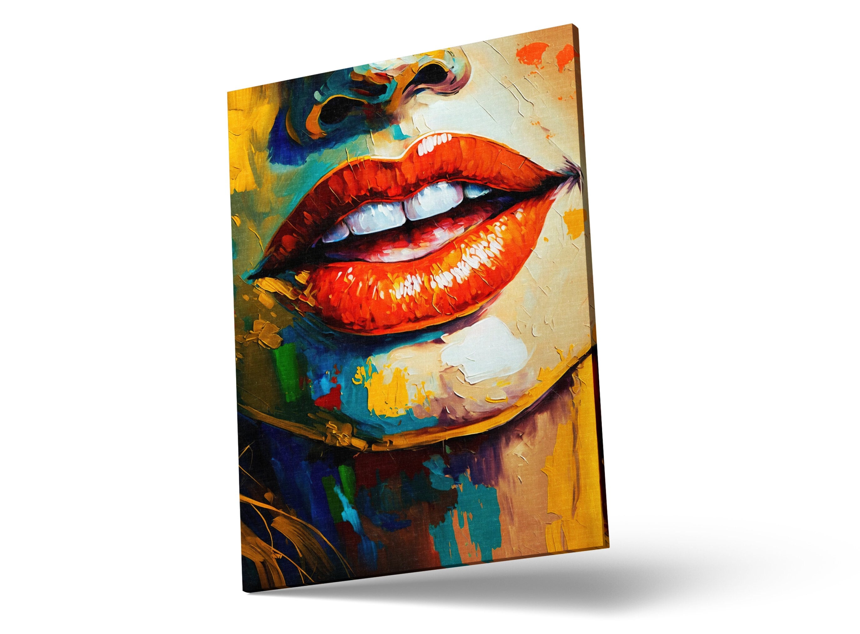 Red Lips Canvas – Seductive Wall Art | Feminine Mystique Decor | Large Pop Art Print