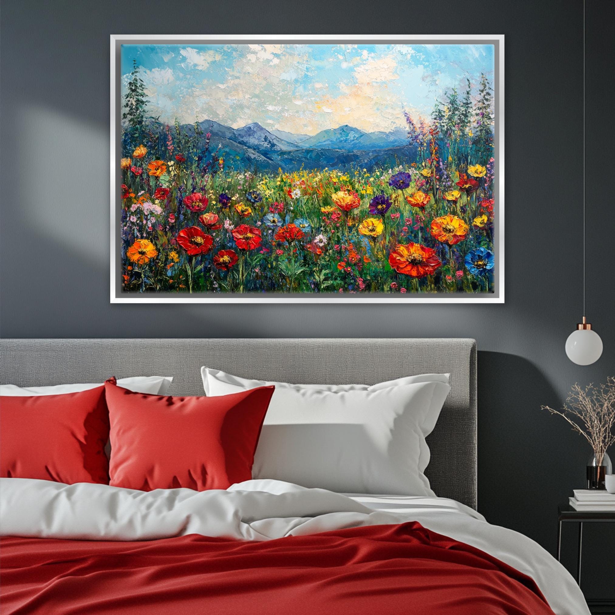 Wildflower Canvas Art - Extra Large Floral Print | Gallery Wrapped Canvas Ready to Hang