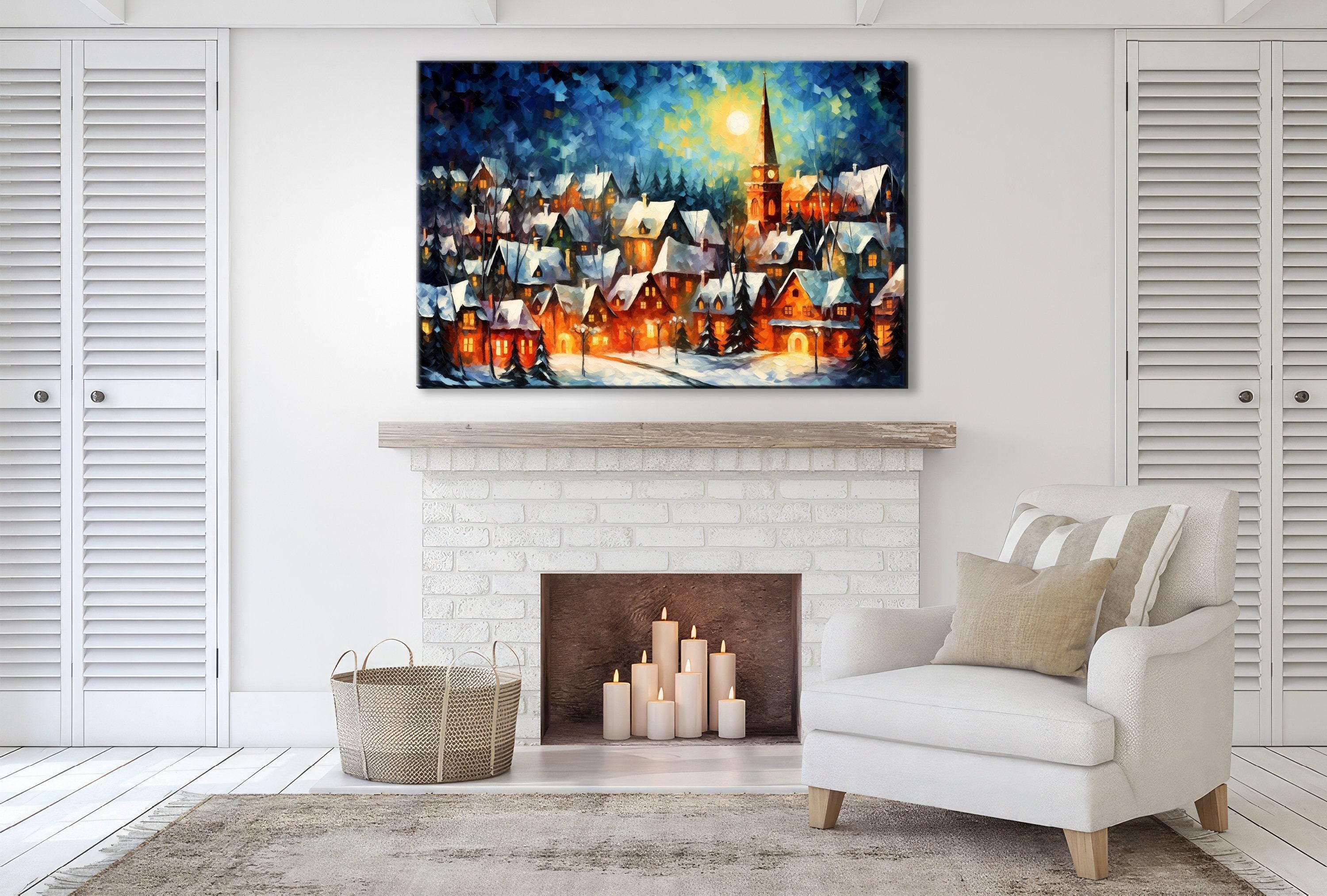 Victorian Christmas Oil Painting – Holiday Wall Art | Vintage Christmas Decor on Gallery Wrapped Canvas