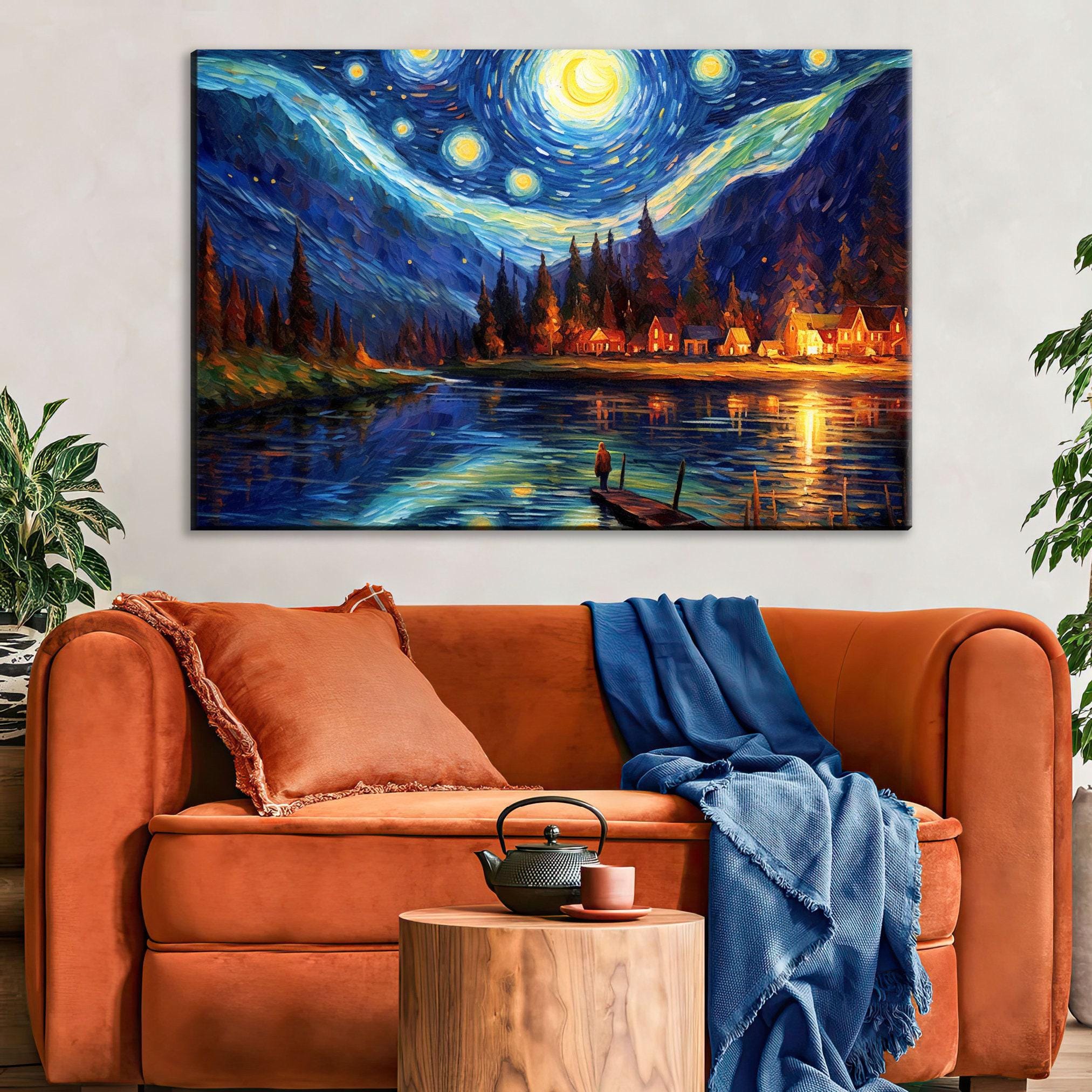 Starry Night Wall Art – Large Canvas Art, Gallery Wrapped, Ready to Hang