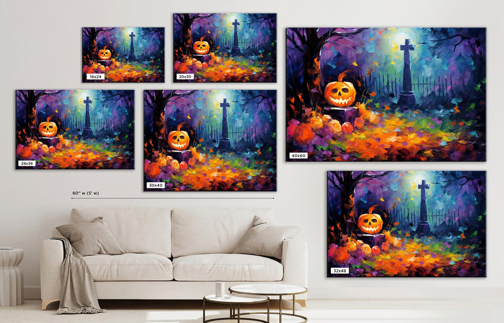 Halloween Graveyard Canvas – Spooky Wall Art | Large Premium Artist Canvas Print