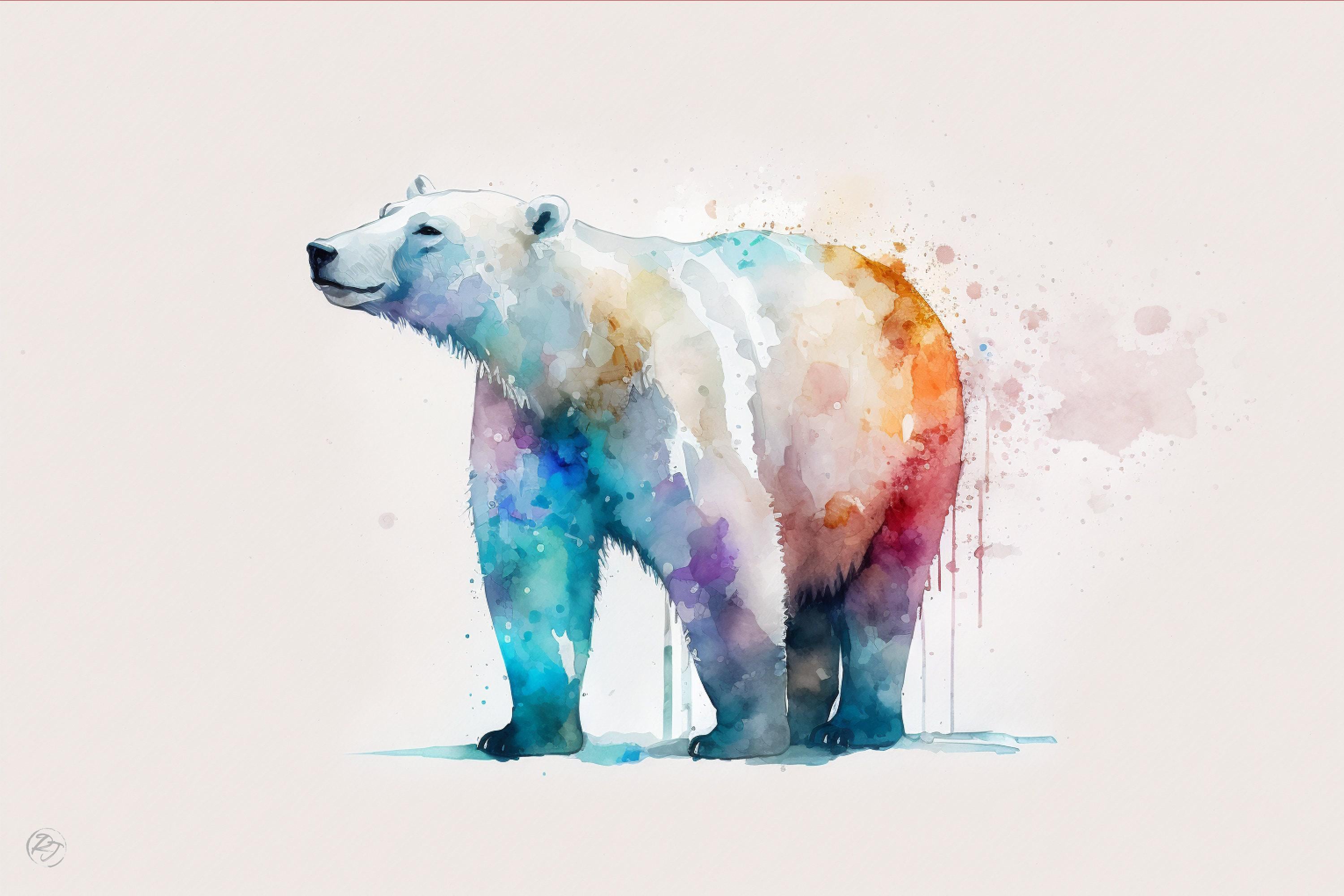 Pristine Wilderness: Polar Bear Watercolor Painting, Giclee Print on Canvas, Artist Paper, Watercolor Paper, Available in Extra Large Sizes