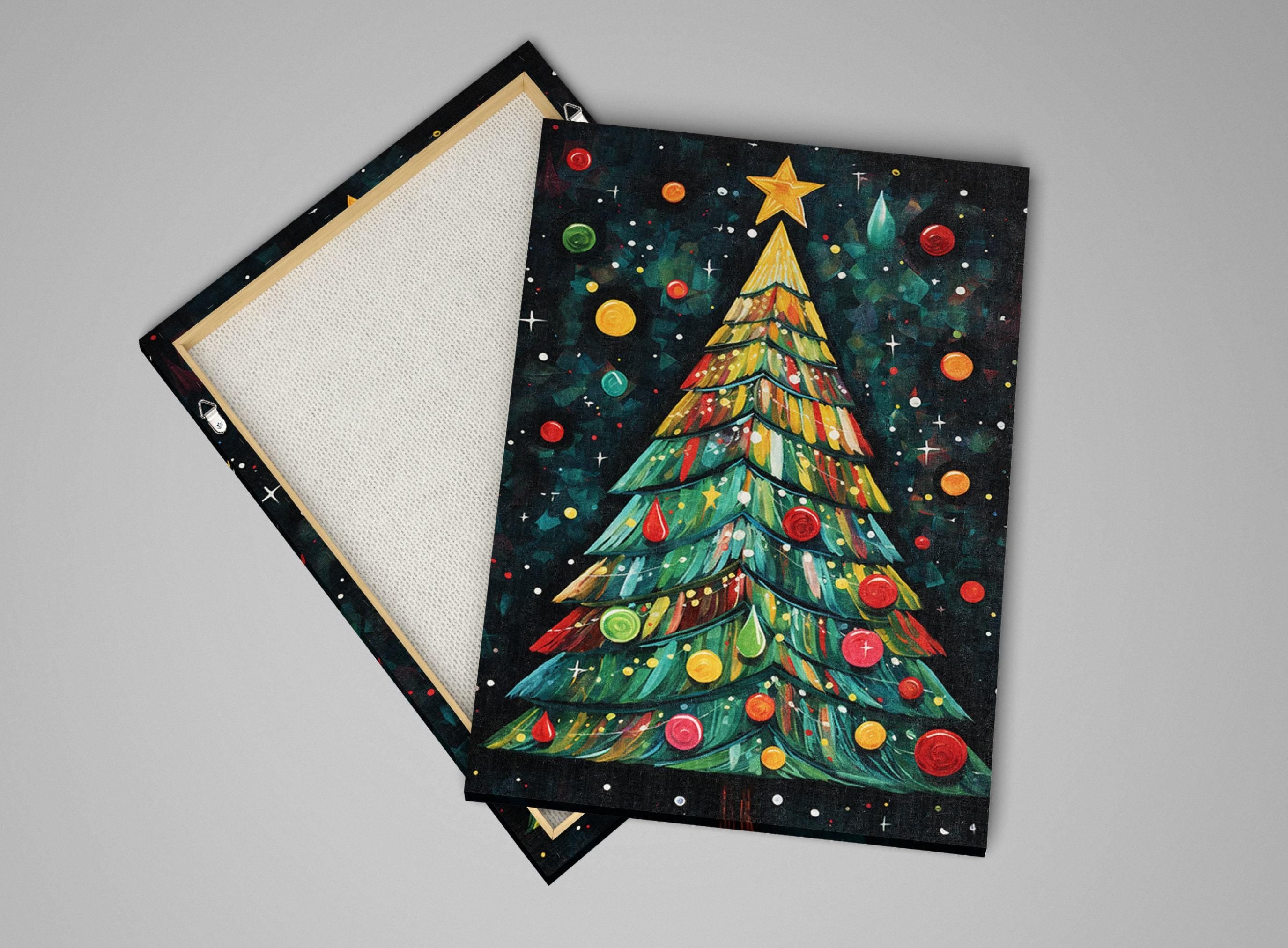 Boho Christmas Canvas - Large Gallery Wrapped Canvas Print with Vibrant Holiday Artwork