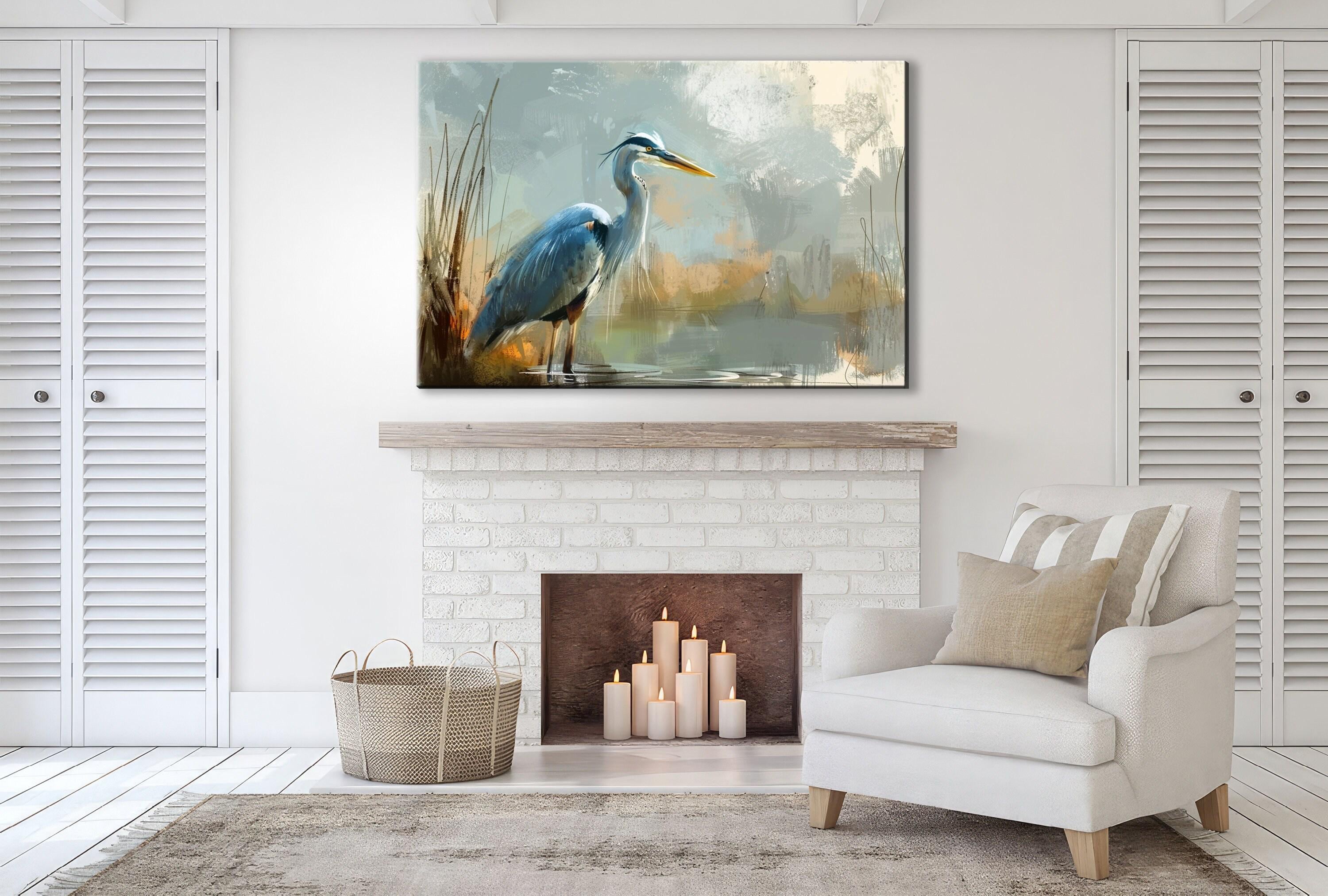 Blue Heron Canvas - Large Gallery Wrapped Canvas Art | Wetland Wildlife Wall Art