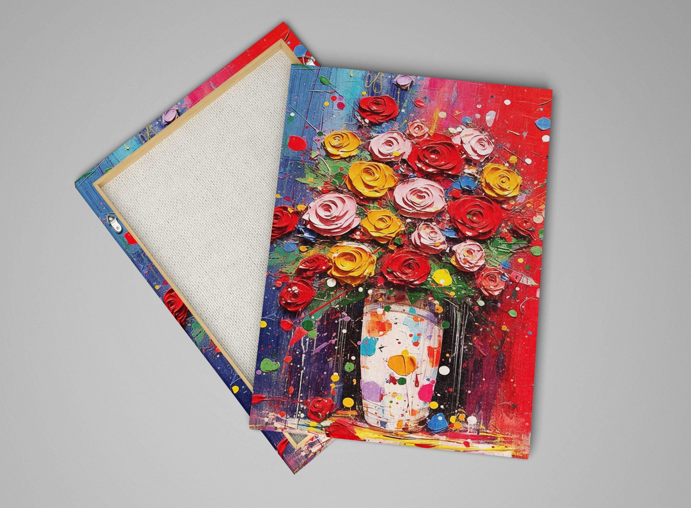 Bouquet of Roses - Large Canvas Art | Modern Roses Artwork & Floral Wall Decor