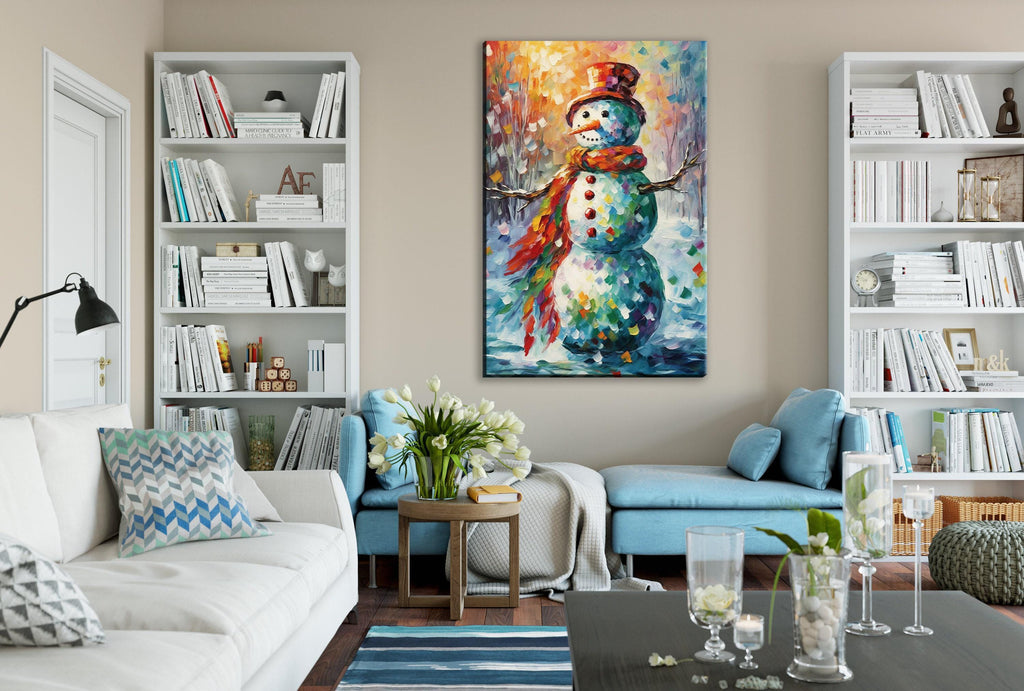 Frosty the Snowman Art - Large Christmas Canvas | Festive Holiday Wall Decor