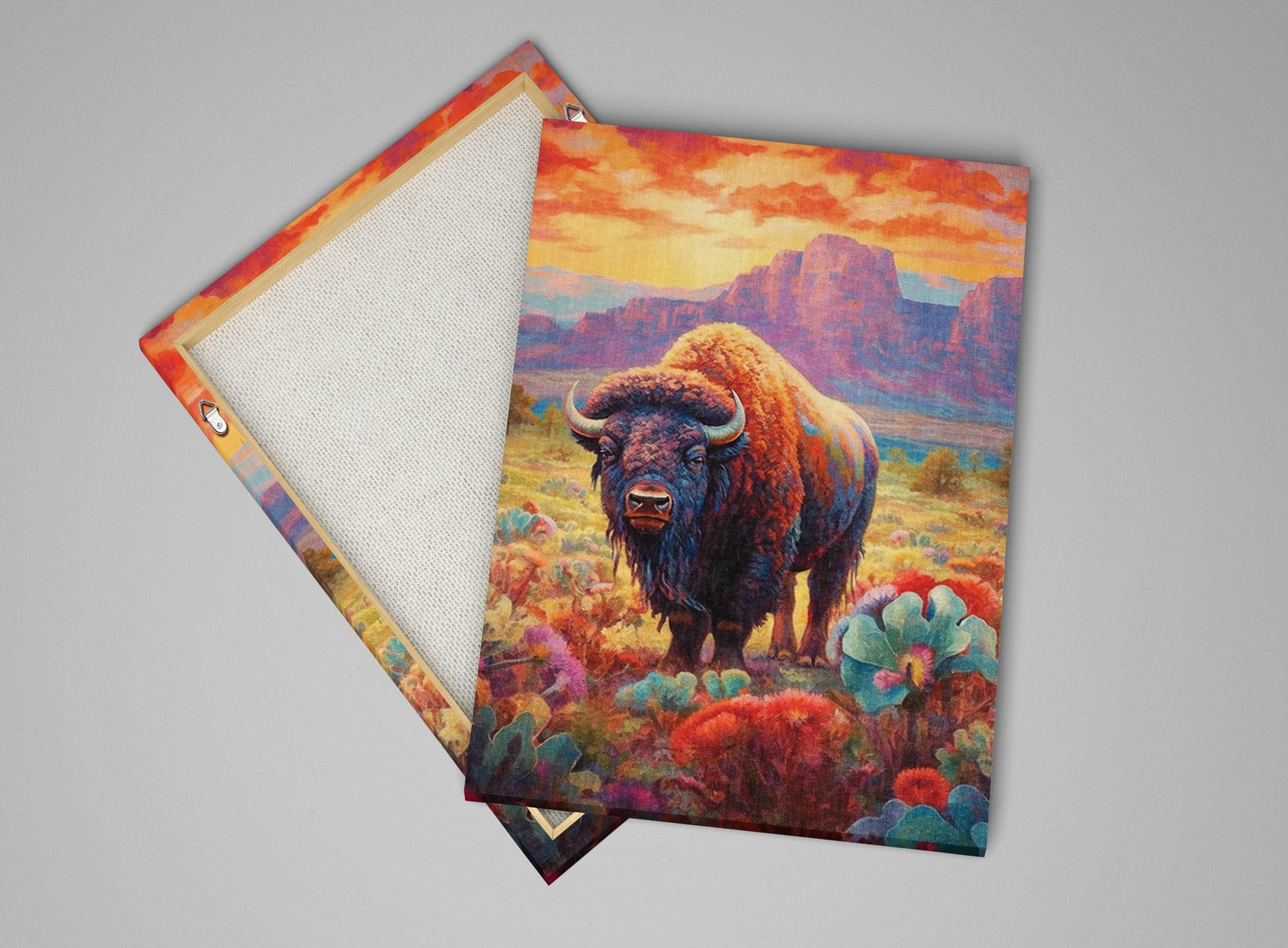 American Bison Wall Art - Large Canvas Print | Texas Wildlife Decor, Rustic Farmhouse
