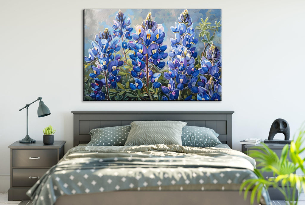 Texas Bluebonnet Canvas – Large Gallery Wrapped Wildflower Wall Art with Fade Resistant Ink