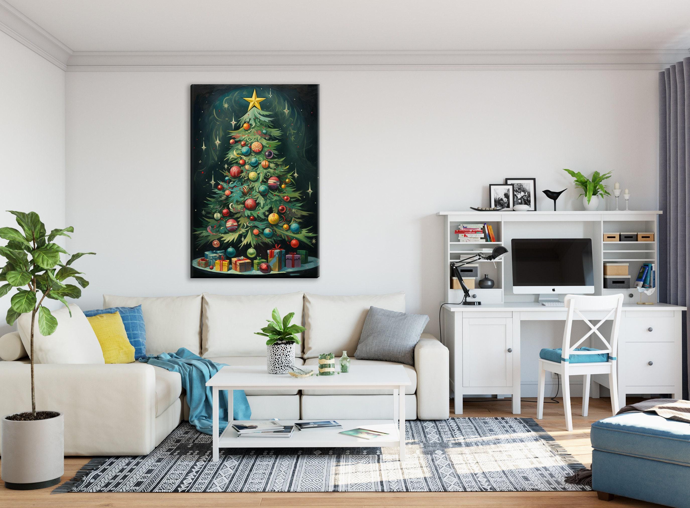 Art Deco Christmas Tree - Extra Large Gallery Wrapped Canvas Print | Chic Holiday Wall Decor