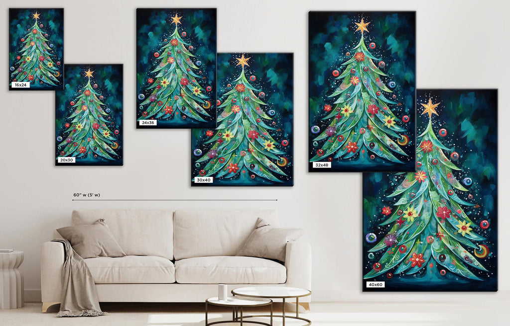 Boho Christmas Canvas - Festive Wall Art on Extra Large Gallery Wrapped Frame