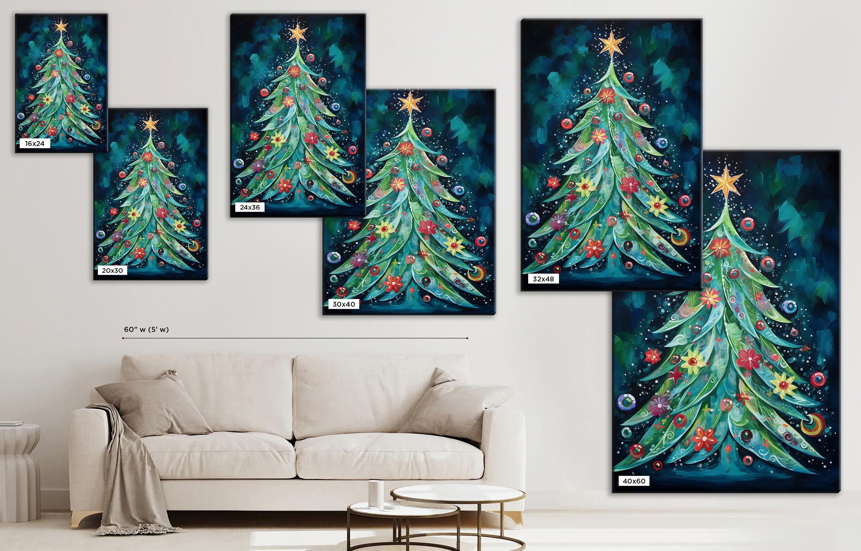 Boho Christmas Canvas - Festive Wall Art on Extra Large Gallery Wrapped Frame