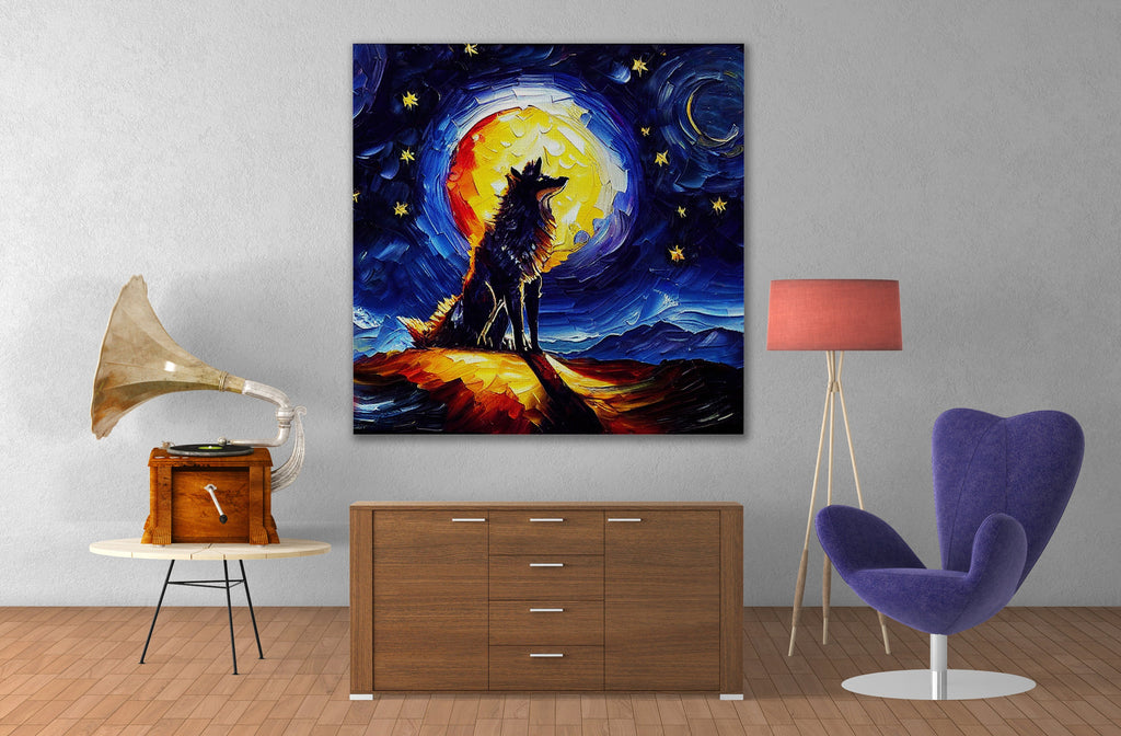 Wolf Canvas Print – Modern Impressionism Art | Vibrant Oil Painting, Gallery Ready Canvas