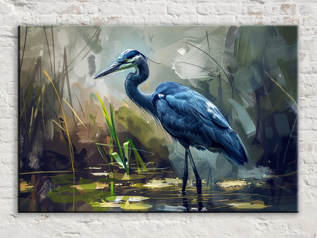 Blue Heron Canvas – Large Gallery Wrapped Wildlife Art Print on Artist Grade Canvas