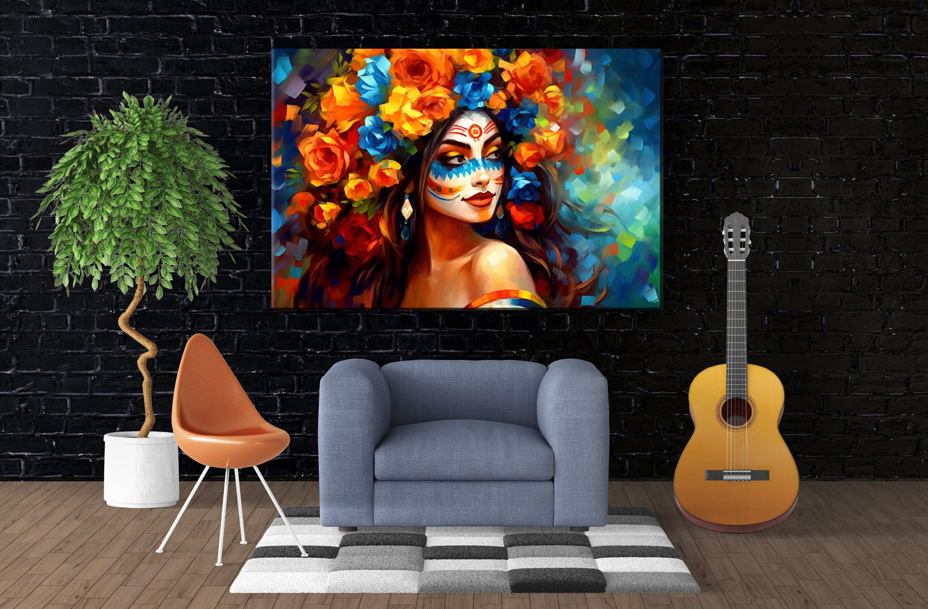 Day of the Dead Wall Decor – Vibrant Sugar Skull Canvas | Mexican Heritage Art