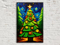 Christmas Tree Canvas - Large Geometric Holiday Wall Art | Gallery Wrapped Artist Print