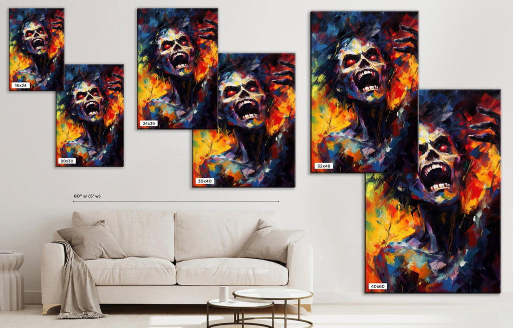 Halloween Zombie Canvas | Large Gallery Wrapped Canvas Print - Spooky Wall Art