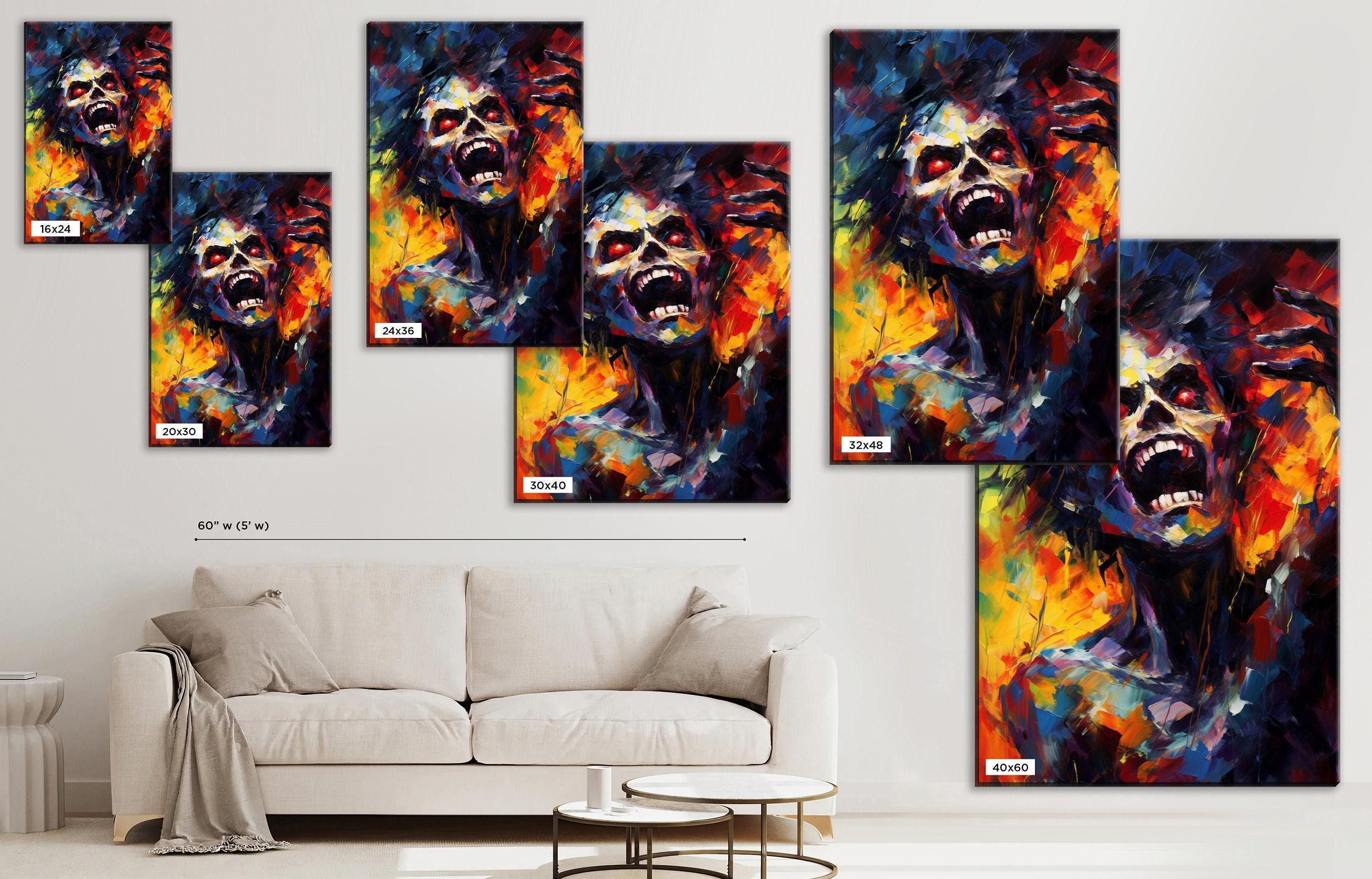 Halloween Zombie Canvas | Large Gallery Wrapped Canvas Print - Spooky Wall Art
